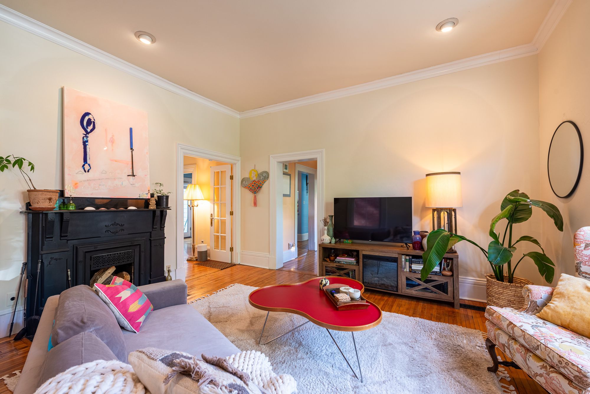 Sunlit living room at 335 N Quince